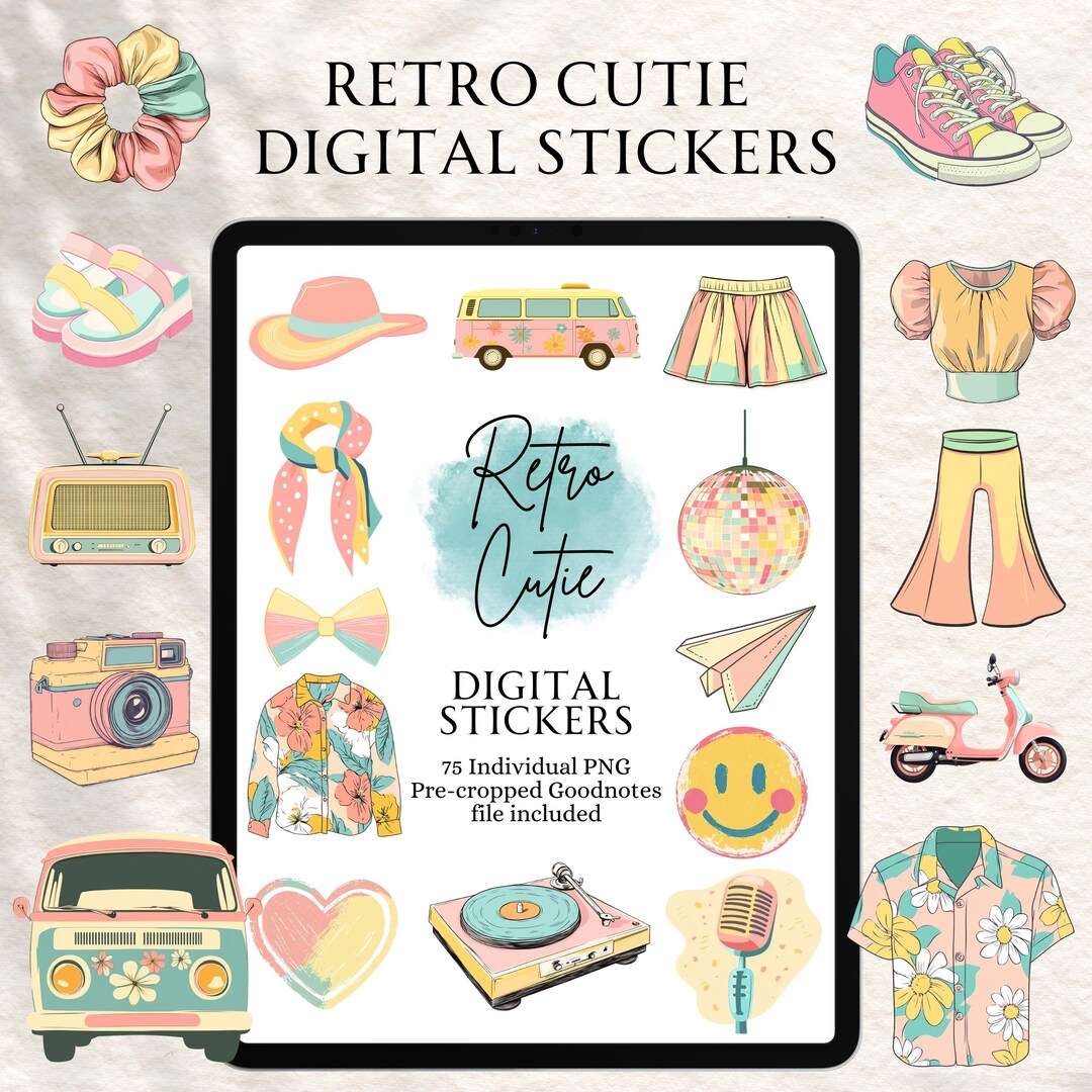 Retro Stickers | Vintage Stickers | Digital Planning | Planner Stickers ...