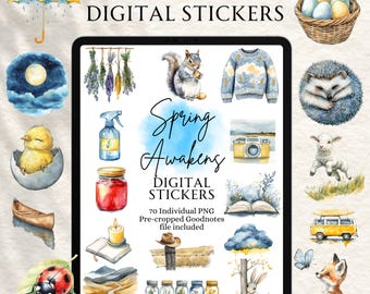 Spring Stickers | Cute Animal Stickers | Digital planning | Planner Stickers | Precropped Goodnotes | Spring Awakens Stickers