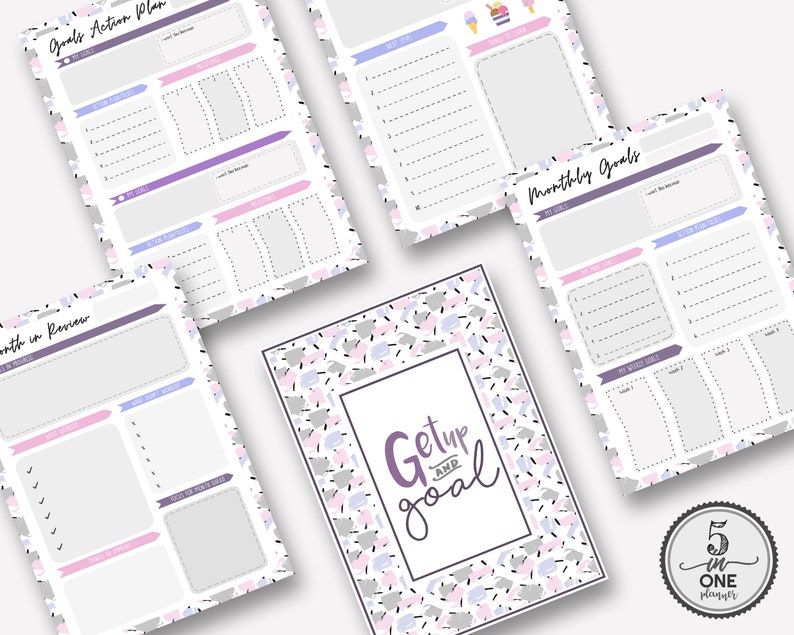 The 5 in 1 Essential Goal Setting Planner.Goal Planner Insert,Goal Worksheets, Goal Planner 2019. Goal Tracker Printable, Productivity image 6