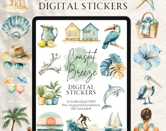 Summer Stickers | Beach Stickers | Cute Bear Stickers | Digital planning | Planner Stickers | Precropped Goodnotes | Coastal Breeze Stickers