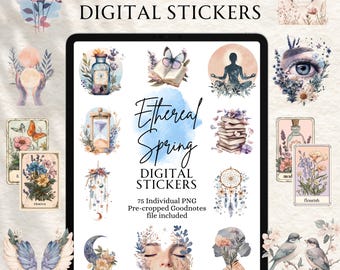 Spring Stickers | Celestial Stickers | Digital planning | Planner Stickers | Precropped Goodnotes | Ethereal Spring Stickers