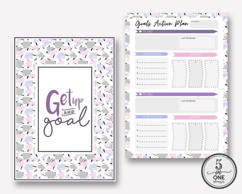 The 5 in 1 Essential Goal Setting Planner.Goal Planner Insert,Goal Worksheets, Goal Planner 2019. Goal Tracker Printable, Productivity image 3