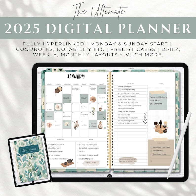 Digital planerare | 2025-planerare | Goodnotes-planerare | Dagsplanerare | Digital planering | Veckoplanerare | Goodnotes | Vanespårare bild 1