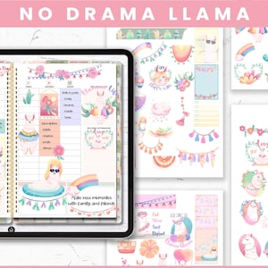 Goodnotes Stickers | Planner Stickers | Digital planning | Planner Stickers | Precropped Goodnotes | No Drama Llama Kawaii Stickers