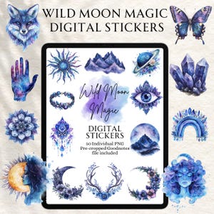 Celestial Goodnotes-klistermärken | Planerklistermärken | Digital planering | Planerklistermärken | Förbeskurna Goodnotes | Wild Moon Magic-klistermärken