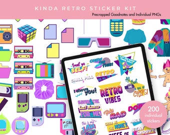 Digital Planner Stickers | Digital Stickers | Goodnotes Digital Stickers | Goodnotes Stickers | Journal Stickers | Kinda Retro Sticker Kit