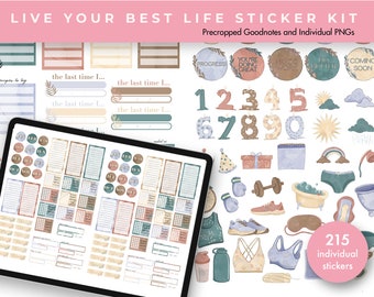 Digital Planner Stickers | Digital Stickers | Goodnotes Planner Digital Stickers | Journal Stickers | Live Your Best Life Sticker Kit