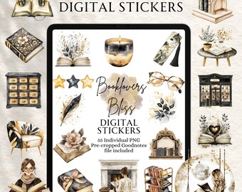 Bookworm Stickers | Reading Goodnotes Stickers |Digital planning | Planner Stickers | Precropped Goodnotes | Booklovers Bliss Stickers