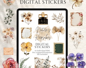 Junk Journal Stickers | Junk Journal Sticker | Planner Stickers | Digital Scrapbook Stickers | Nature's Keepsakes Stickers