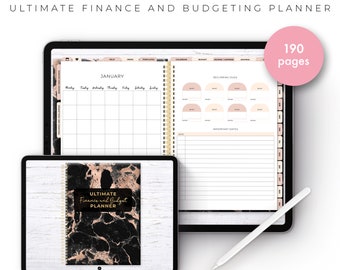 Ultimate Finance and Budget Planner in Rose Gold - Middle Spiral | Digital Download - Goodnotes, iPad, Android