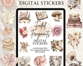Junk Journal Stickers | Junk Journal Sticker | Planner Stickers | Digital Scrapbook Stickers | Faded Fragments Stickers