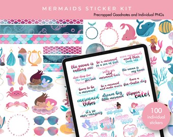 Planner Stickers | Goodnotes Stickers | Digital Sticker Pack | Journal Stickers | Mermaids Sticker Kit