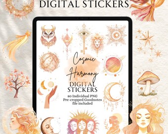 Cosmic Stickers | Celestial Stickers | Digital planning | Planner Stickers | Precropped Goodnotes | Cosmic Harmony Stickers