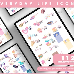 Goodnotes Stickers | Planner Stickers | Digital planning| Planner Stickers | Precropped Goodnotes | Everyday Life Icons Daily Stickers