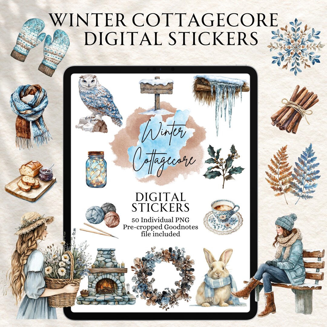 Cottagecore Goodnotes Stickers | Winter Planner Stickers | Planner ...