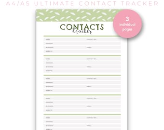 The Ultimate Contact Tracker, Contact Planner, Contacts Page, Printable Planner Pages.Printable PDF, Instant Download