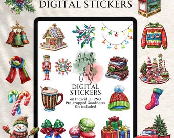 Weihnachtsaufkleber | Urlaub Aufkleber | Digitale Planung | Planer Aufkleber | Precropped Goodnotes | Stechpalme Jolly Aufkleber
