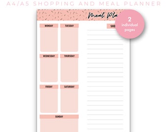 The Ultimate Shopping and Meal Planner.Meal Planner, Shopping List, Household Binder. A4 and A5 Printable PDF.