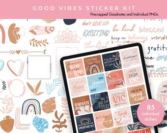 Planner Stickers | Goodnotes Stickers | Digital Sticker Pack | Journal Stickers | Good Vibes Sticker Kit
