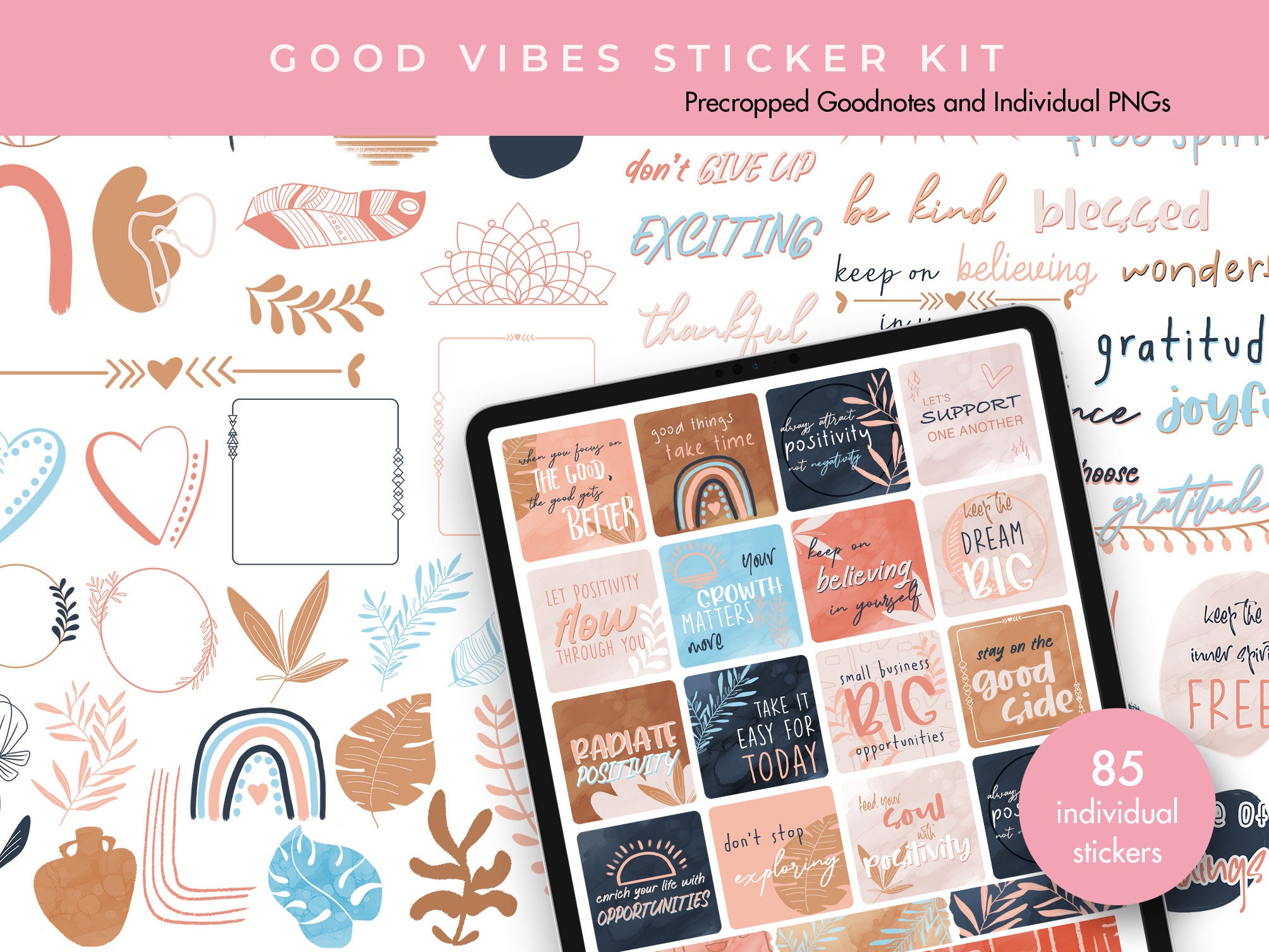 Paper PreCropped Goodnotes Stickers Custom Digital Planner Sticker Set
