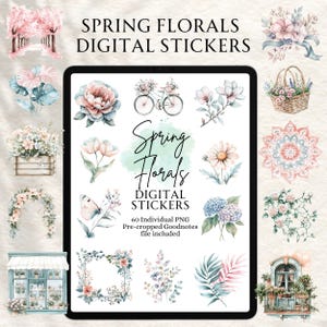 Spring Stickers | Floral Stickers | Digital planning | Planner Stickers | Precropped Goodnotes | Spring Florals Stickers