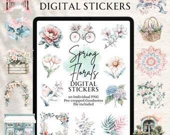 Spring Stickers | Floral Stickers | Digital planning | Planner Stickers | Precropped Goodnotes | Spring Florals Stickers