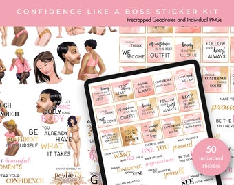 Planner Stickers | Goodnotes Stickers | Digital Sticker Pack | Journal Stickers | Confidence Like a Boss Sticker Kit