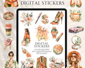 Girl Boss Stickers | Boss Babe Stickers | Digital planning | Planner Stickers | Precropped Goodnotes | Boho Chic Stickers