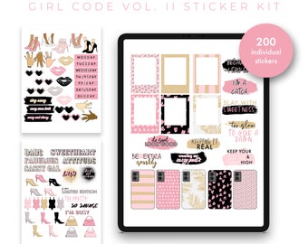 Digital Planner Stickers | Digital Stickers | Goodnotes Planner Digital Stickers | Ipad Planner | Journal Stickers | Girl Code Vol 2 SET B