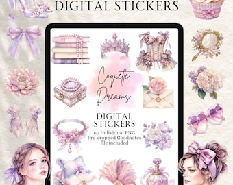 Coquette Goodnotes Stickers | Planner Stickers | Digital planning | Planner Stickers | Precropped Goodnotes | Coquette Dreams Stickers