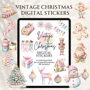Holidays Goodnotes Stickers | Planner Stickers | Digital planning|Planner Stickers | Precropped Goodnotes | Vintage Christmas Stickers