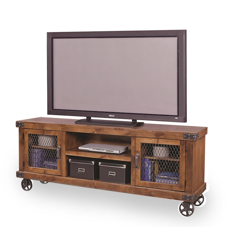 Rustic Wood Entertainment Center Wood TV Console Storage Etsy