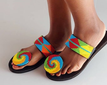 African leather sandals women, women shoes, flat summer shoes women, beach sandals, summer gifts, handmade sandals, maasai beaded sandals