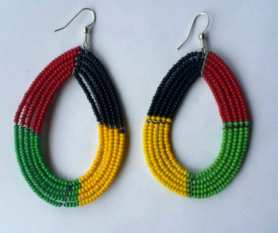 Rasta beaded earrings - maasai earrings - African bead earrings - Earrings from Africa - handmade earrings