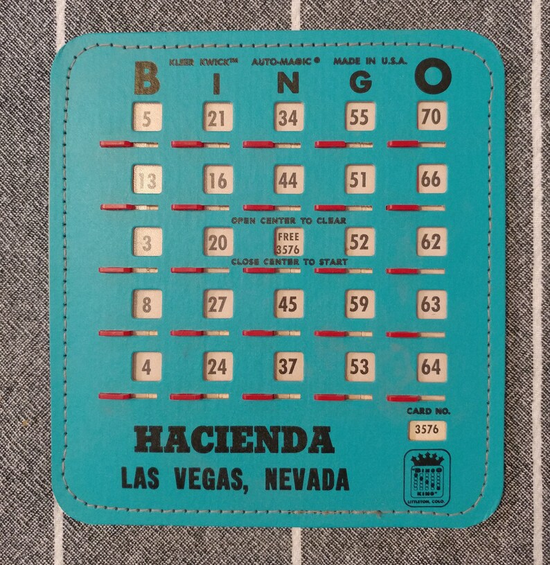 Vintage Las Vegas Hacienda Hotel Casino Slide Bingo Card Kleer Etsy