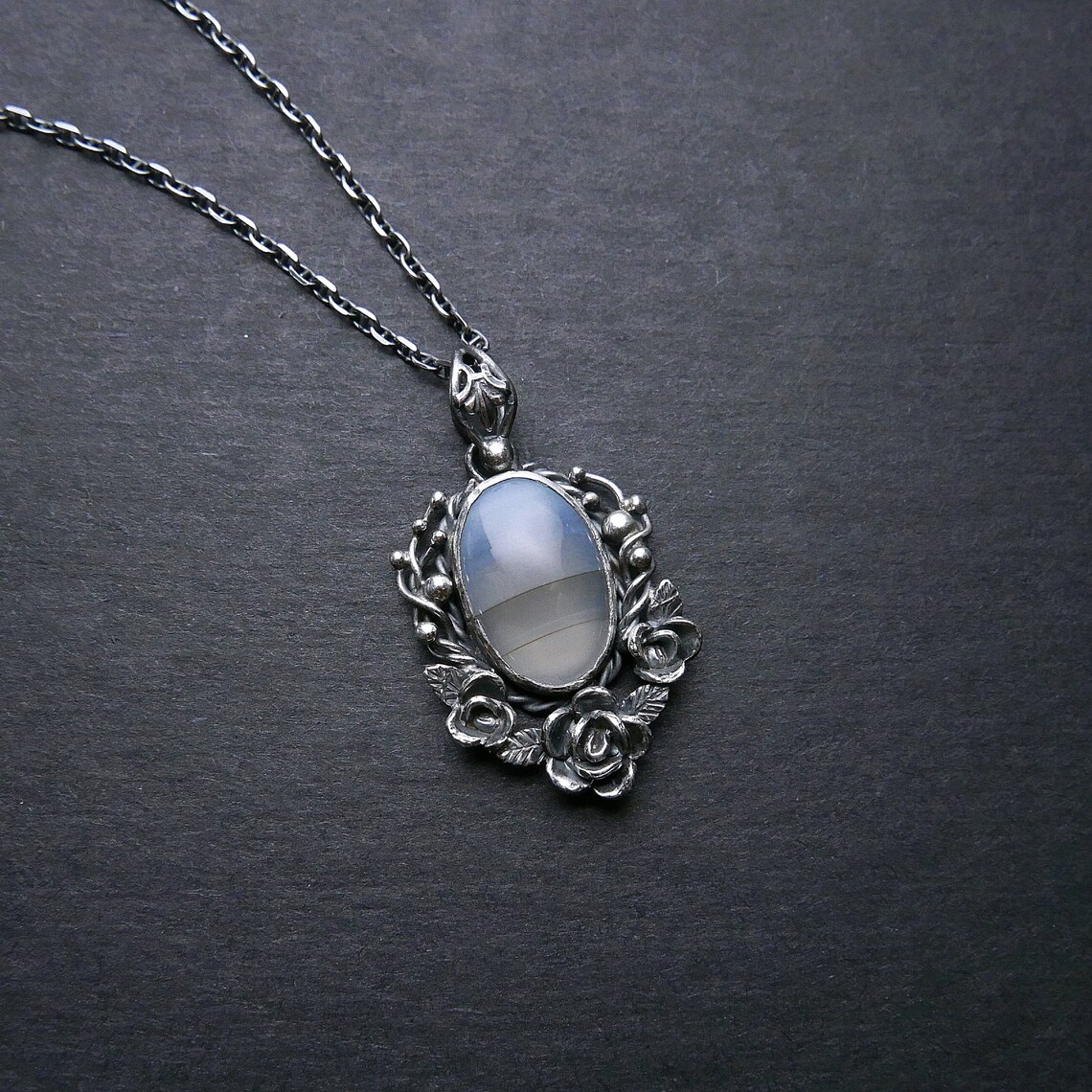 Handmade Iris Agate Pendant Rainbow Agate rose garden Etsy