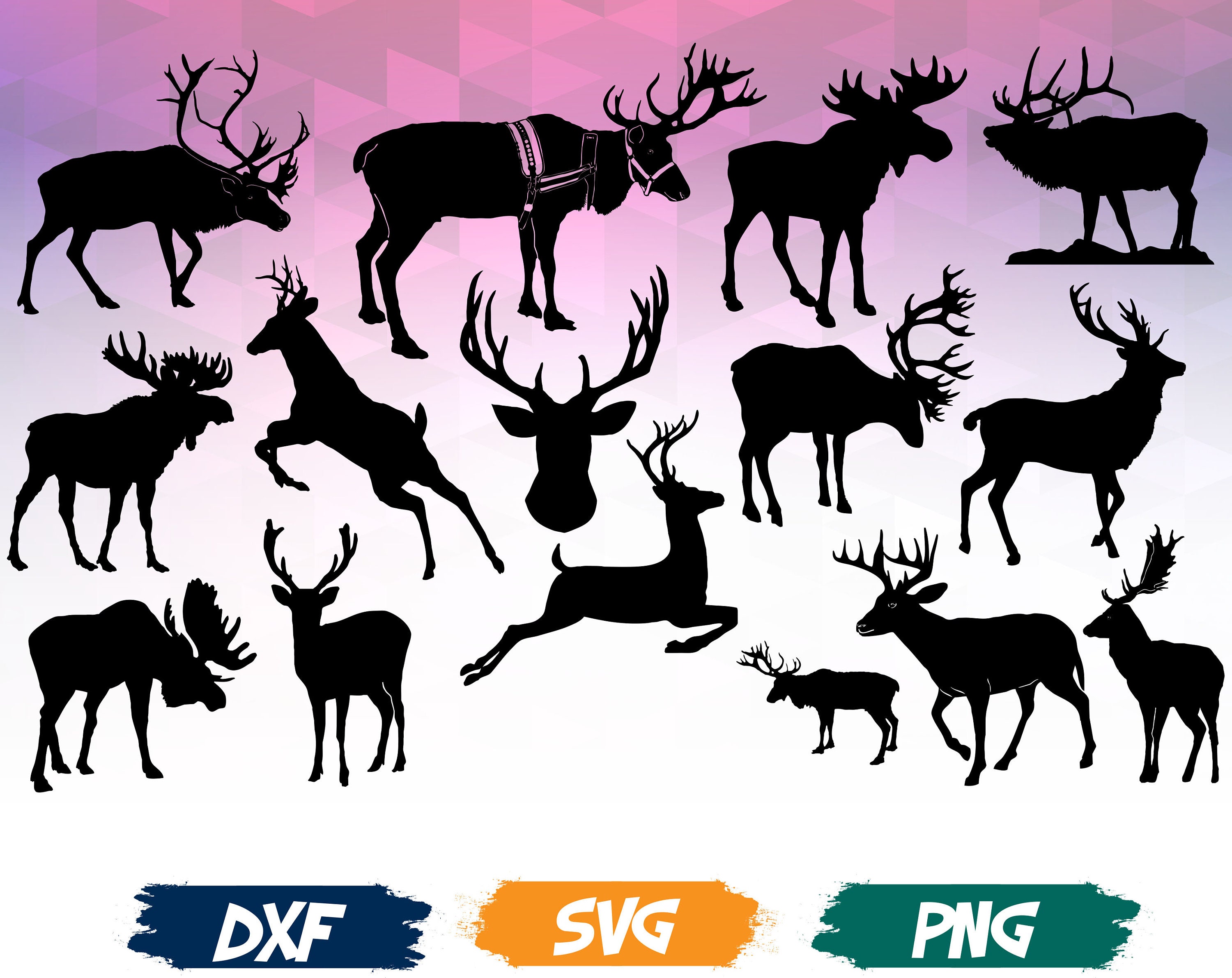Reindeer SVG file DXF PNG/Reindeer Cut File Vector Download | Etsy