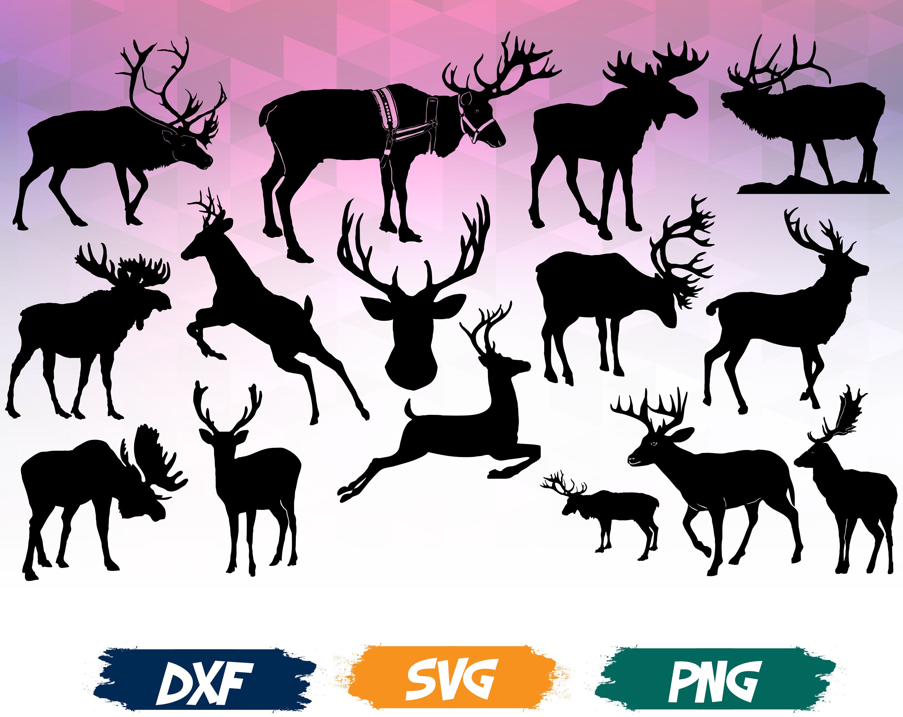 Download Reindeer SVG file DXF PNG/Reindeer Cut File Vector ...