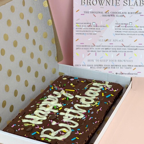 Personalised Birthday Brownie Slab / Letterbox Brownies / Gift Etsy UK
