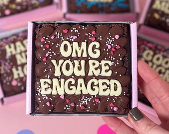 Personalised Engagement Brownie | Engagement Gift | Congratulations | Letterbox Brownies