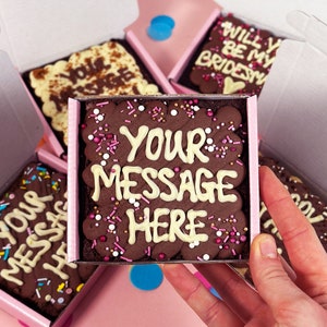 Mini personalised brownie slab / postal brownies / letterbox brownies / personalised gift / sweet treat / good luck gift / well done gift