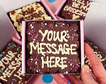 Mini personalised brownie slab / postal brownies / letterbox brownies / personalised gift / sweet treat / good luck gift / well done gift