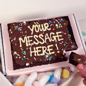 Personalised brownie slab / happy birthday brownie / postal brownies / letterbox brownies / personalised gift / sweet treat / chocolate image 1