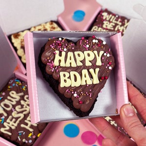 Mini heart brownie slab / postal brownies / letterbox brownies / love you gift / birthday / chocolate