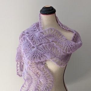 &quot;Onde Printanière&quot; mohair scarf pattern, fork lace, model, diy