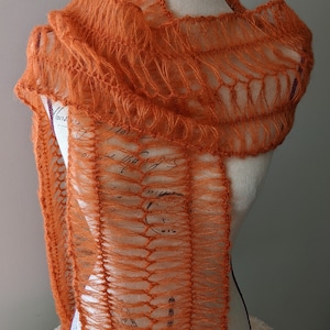 Lace fork kit and Autumn scarf pattern or with bamboo crochet, mohair and silk scarf, diy image 2