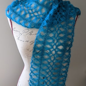 &quot;Cloudy&quot; mohair and silk scarf pattern, fork lace, model, diy