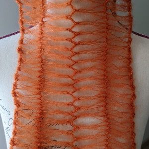 Lace fork kit and Autumn scarf pattern or with bamboo crochet, mohair and silk scarf, diy image 4