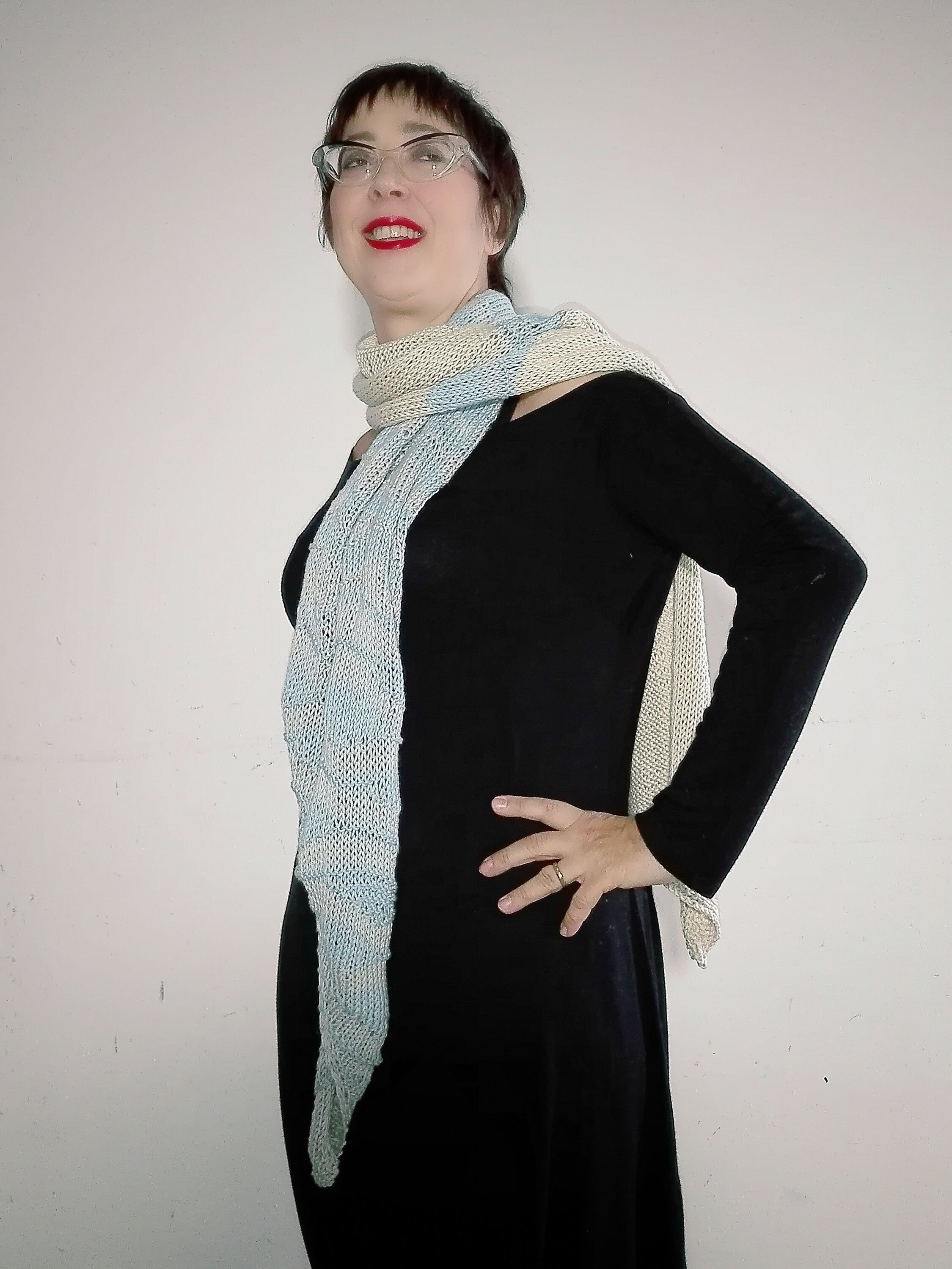 White and Blue Stole in Silk Cotton and Cashmere - Etsy