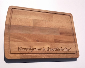 Schneidebrett XXL aus Holz mit persönlicher Gravur ca. 38x27cm